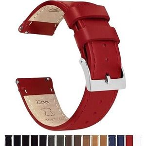 Barton Quick Release - Top Grain Leather Watch Band Strap Crimson crimson 23mm